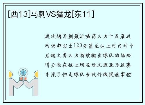 [西13]马刺VS猛龙[东11]
